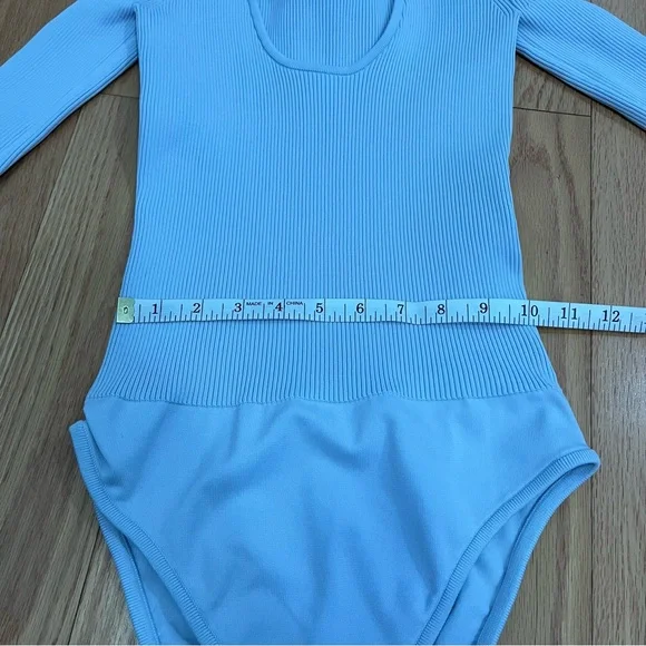 Tibi Tech Rib Bodysuit Light Blue - Picture 15 of 16